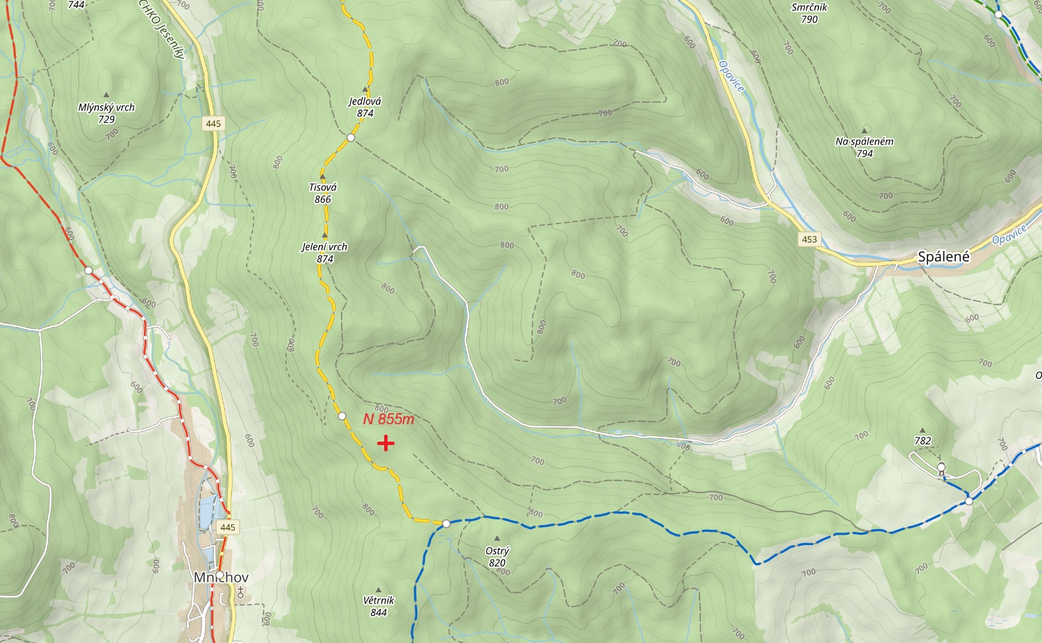 Mapa szczytu N855m